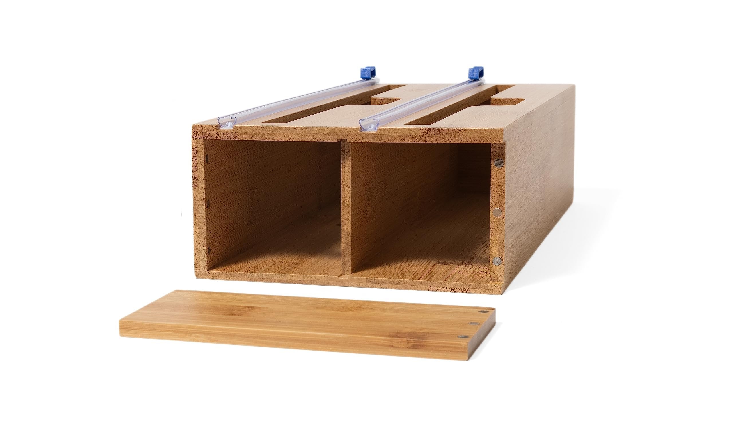 Lipper International Bamboo Dispenser with Cutter for Aluminum Foil, Plastic Wrap, or Wax Paper, 2-in-1, 13 7/8" x 6 3/4" x 4"