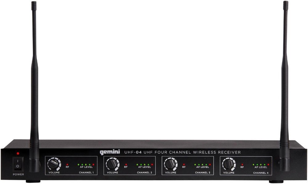 Gemini Sound UHF-04HL Professional Audio DJ Equipment Superior Single Channel Quad 4 Wireless UHF Headset Lavalier Microphones Receiver System with 150ft Operating Range
