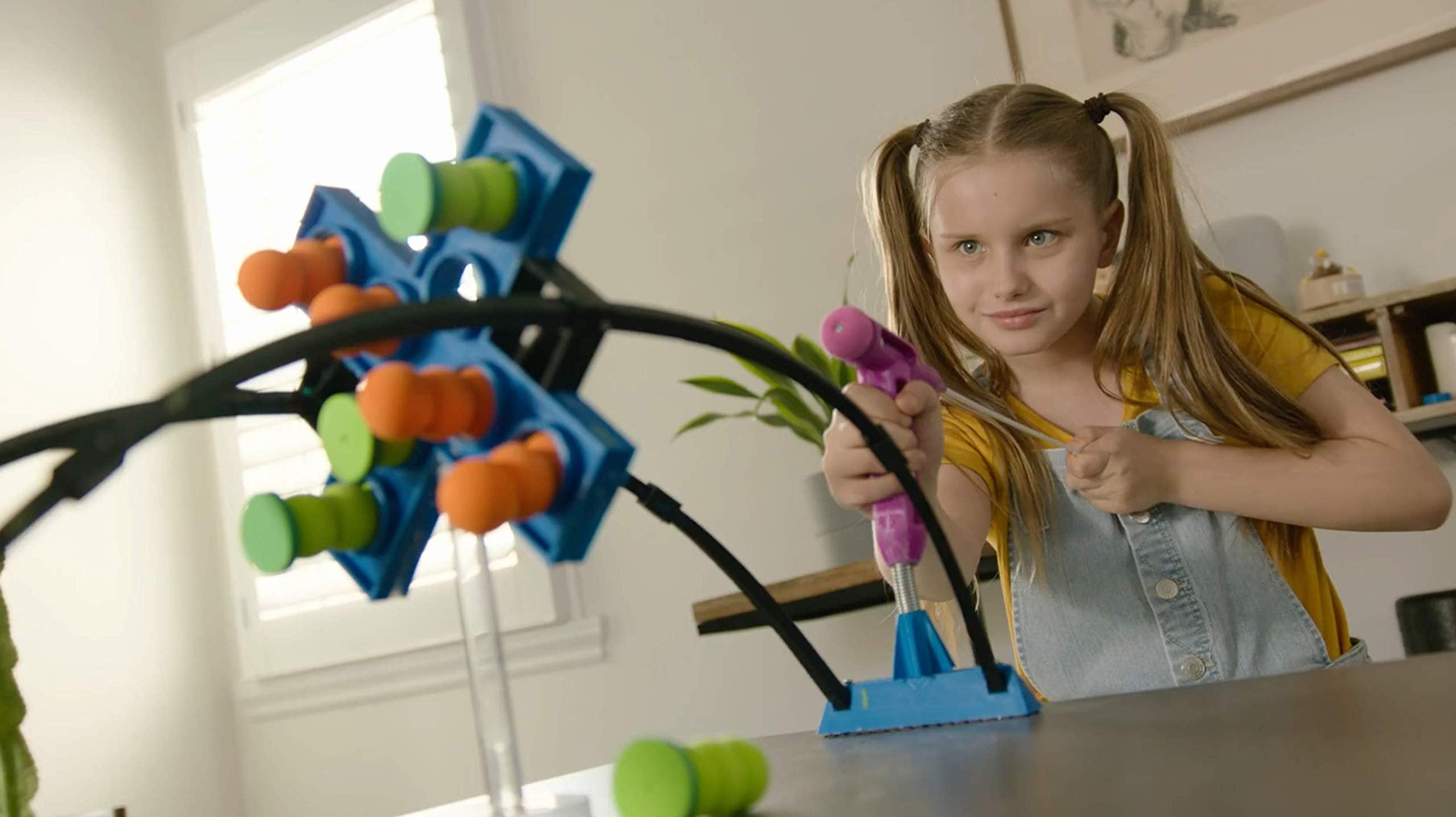 Far Out Toys Blast Out 4 Game, High-Intensity, Hand-Eye Coordination Action Game, Pop Pegs Out with Spring-Loaded Blaster Before Your Opponent, Play Offense and Defense, for Ages 8+