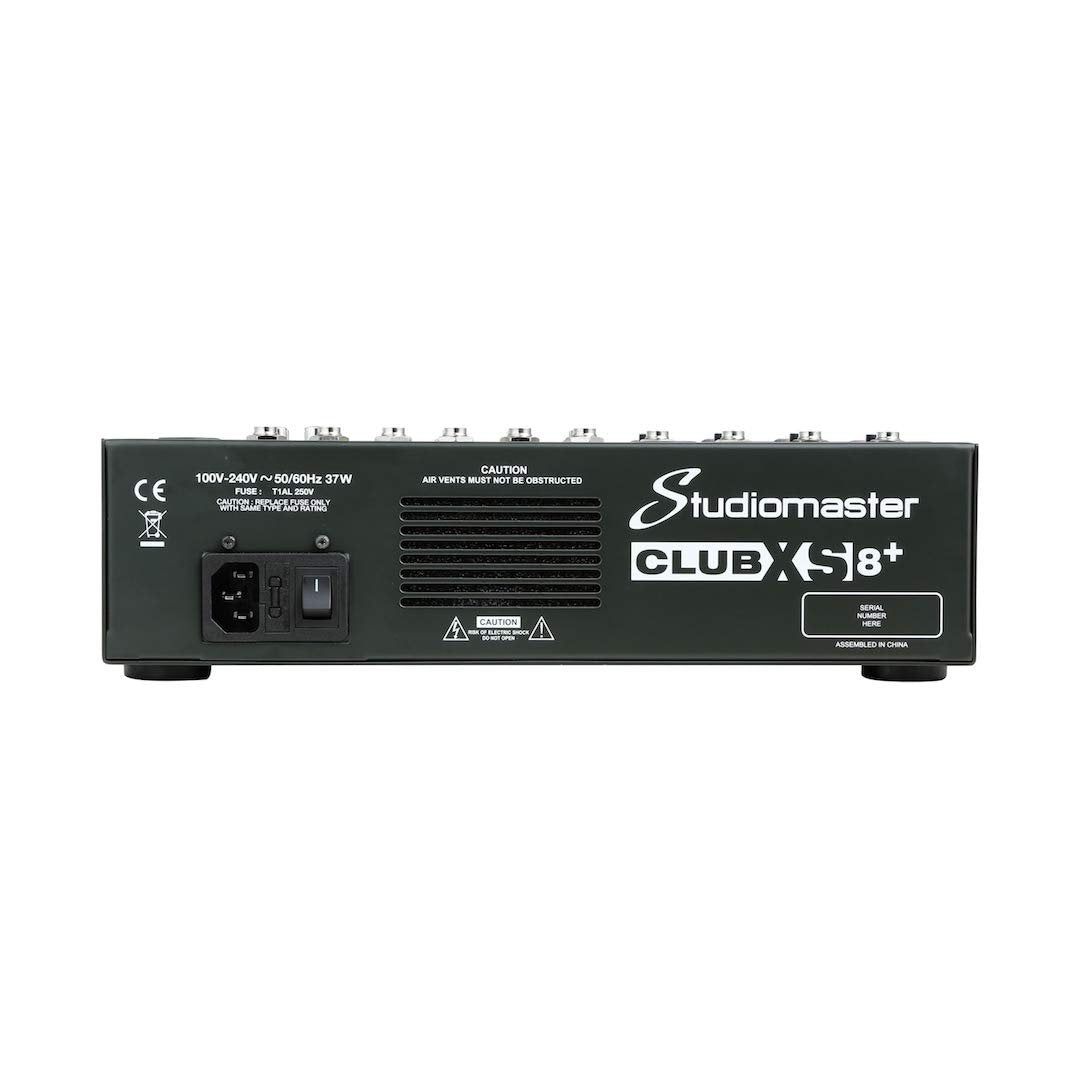 STUDIOMASTER CLUBXS8 8-Inputs 4 Mic / 2 Stereo Channel Audio Mixer Analog Mixing Console with Mix Board DSP USB MP3 8 inputs 4 mic channels 2 stereo channels