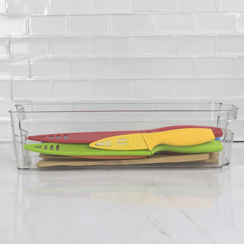 Home Basics Clear Plastic Storage Fridge Bin with Handles (Small)