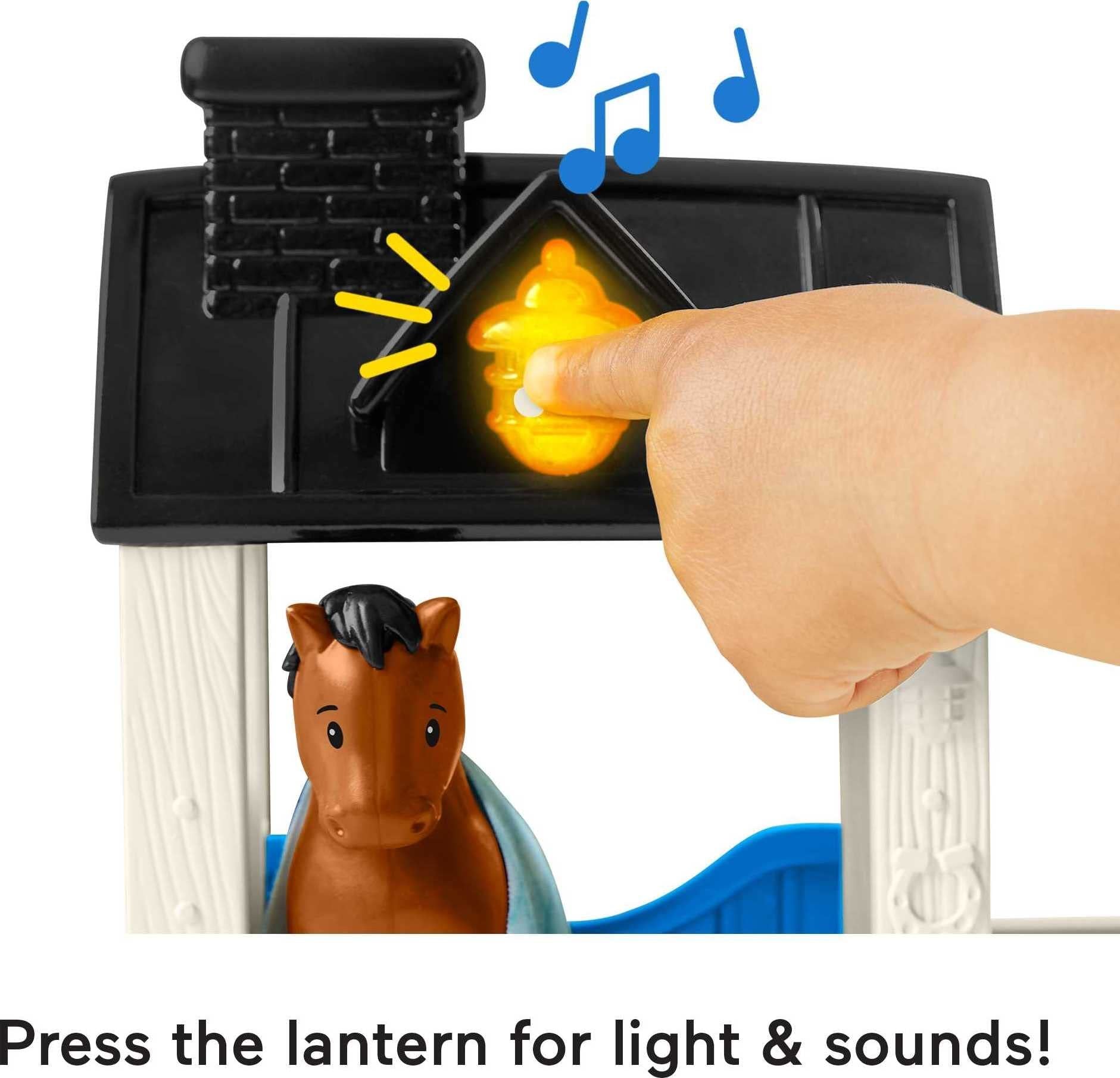 Fisher-Price Little People Toddler Toy Horse Stable Playset with Lights Sounds & Figure for Preschool Pretend Play Kids Ages 1+ Years