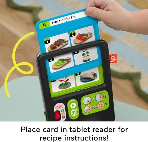 Fisher-Price Preschool Kitchen Playset Laugh & Learn 123 Follow The Recipe Meal Kit 30-Piece Pretend Cooking Toy Set for Ages 3+ Years