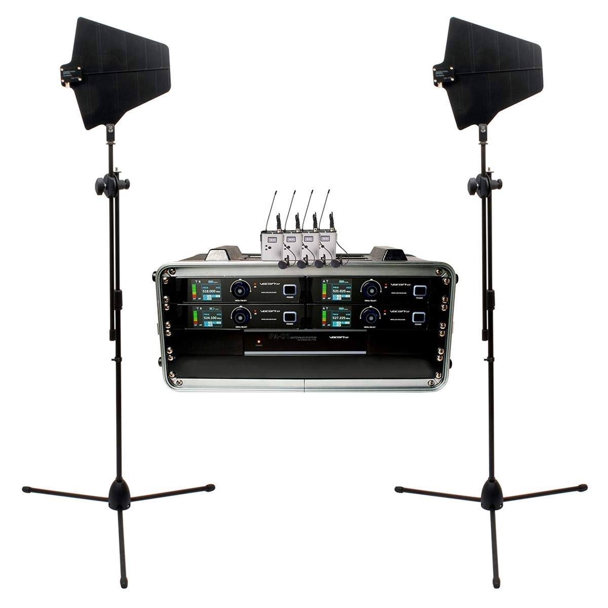 VocoPro - Dual Touring Grade True Diversity Wireless System with Antenna Distribution System and Active (BenchMark-Dual-BP (LAV))