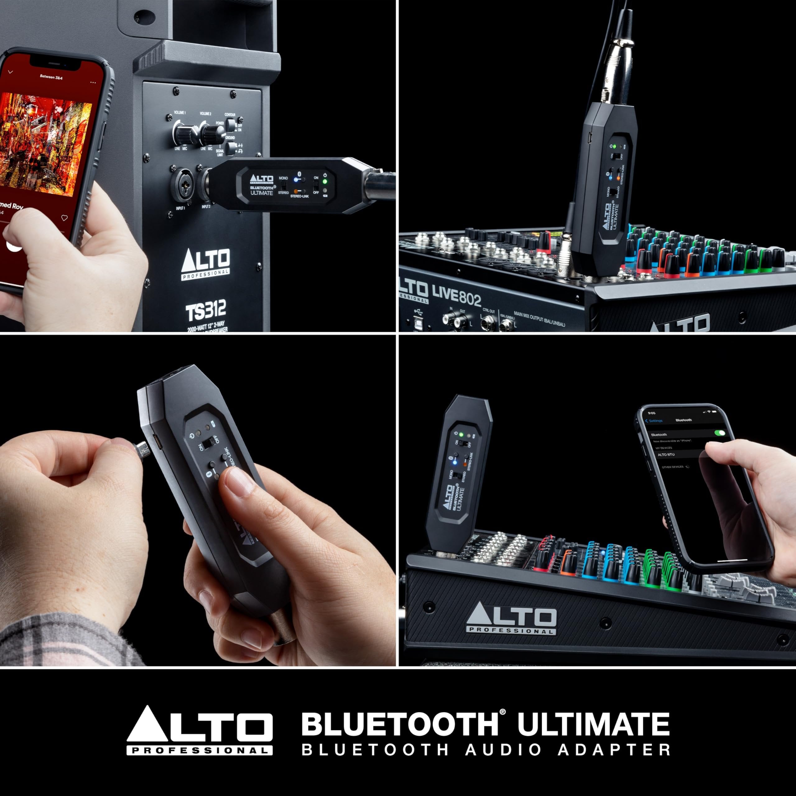 ALTO Bluetooth Ultimate XLR Equipped Rechargeable Stereo Bluetooth Receiver for Mixing Desk/Audio Mixer Setups and Active PA Systems