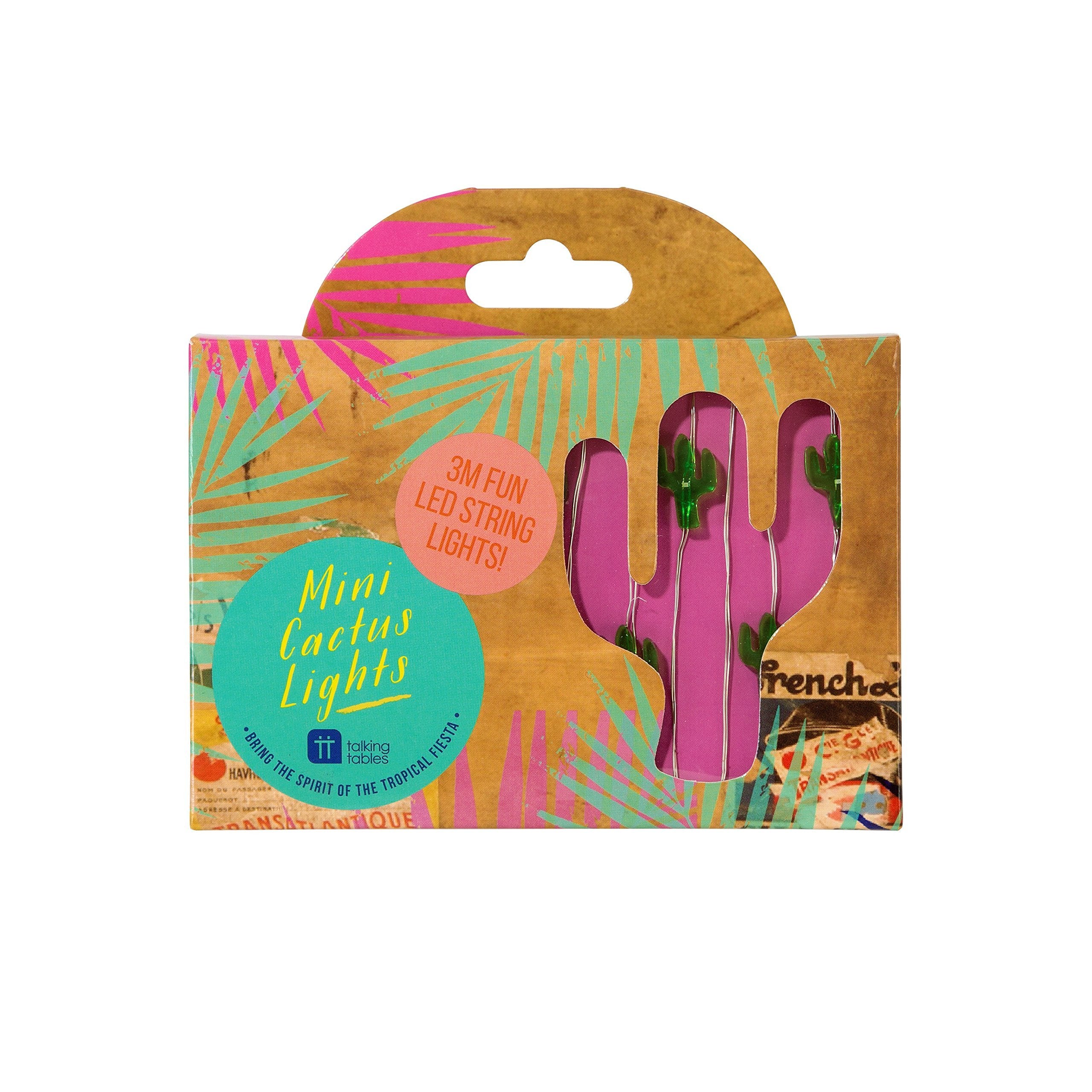 Talking Tables Tropical Party Supplies Birthday Decorations Cuban Fiesta Mini Cactus LED Fairy String Lights, 3 Meters