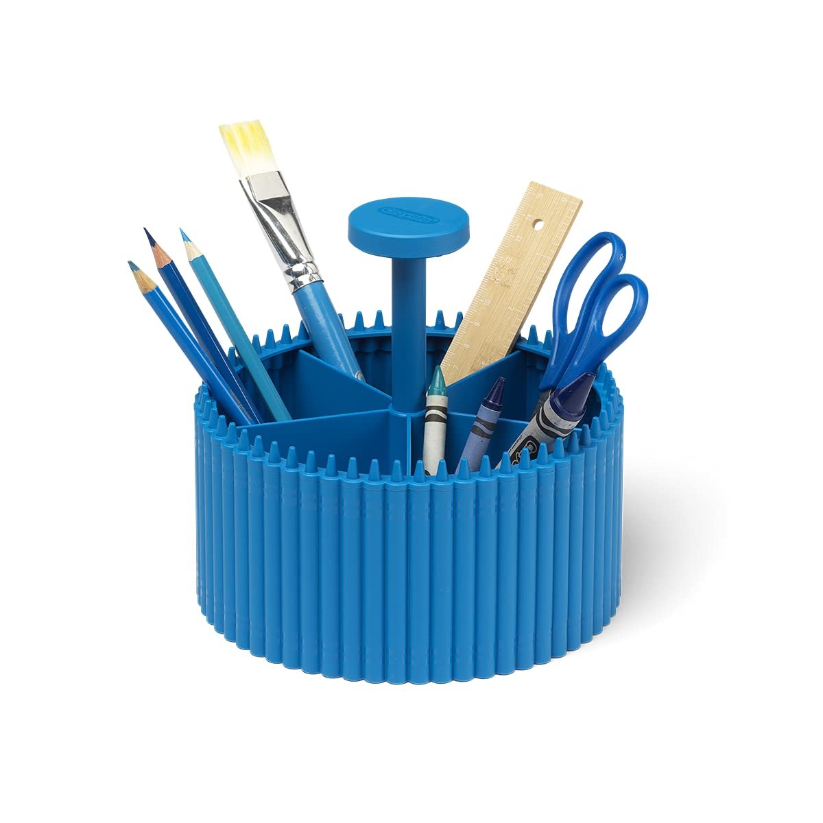 Crayola Round Storage Organizer - Creative Kids Desk Organizer with 5 Sections for Storing Pens, Pencils, Crayons and Other School/Office Supplies, Cerulean, Kids 3+ Years