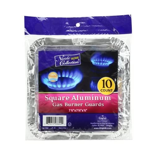 Gas Stove Disposable Burner Liner, Aluminum Foil Burner Cover, Range Guard, 8.375 Inches, Pack of 10 (Square)