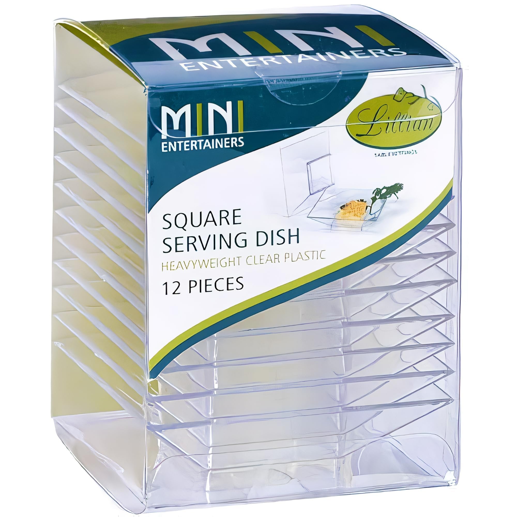 Lillian Tablesettings Lillian Mini Plastic Square Serving Dish, Clear, Pack of 12 dishes, Clear, 3 oz (64540)