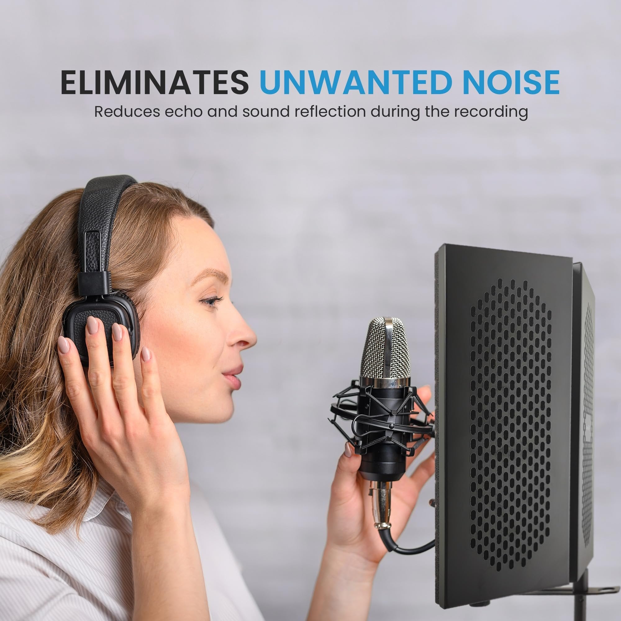 iDance Foldable Absorbent Microphone Isolation Shield, 3 Microphone Isolator Panels, Studio Recording Mic Vocal Isolation Shield, Foldable Sound Shield, Sound Isolator Panels for Recording