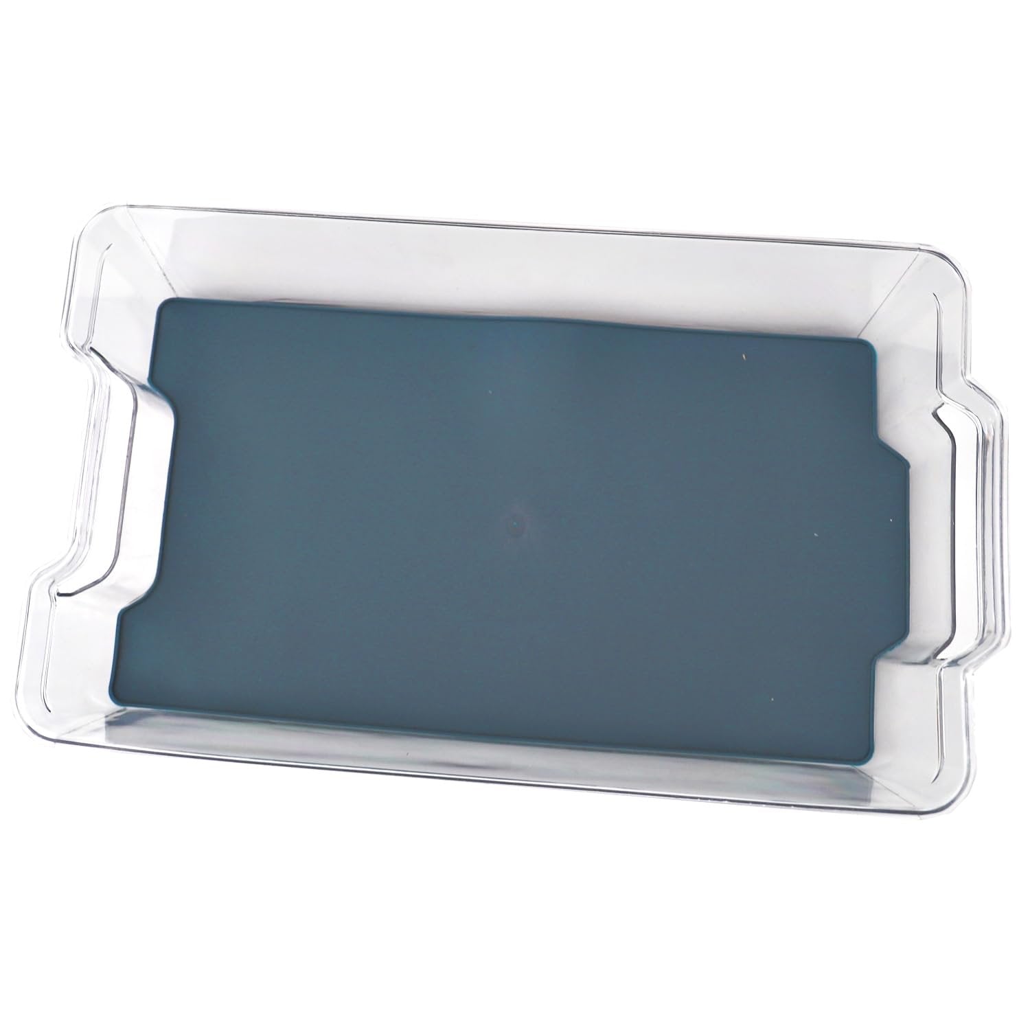 Home Basics Clear Fridge Bin with Rubber Lining Integrated Side Handles, and Stackable Design | Pantry Organization and Storage Bins, Cabinet Organizers