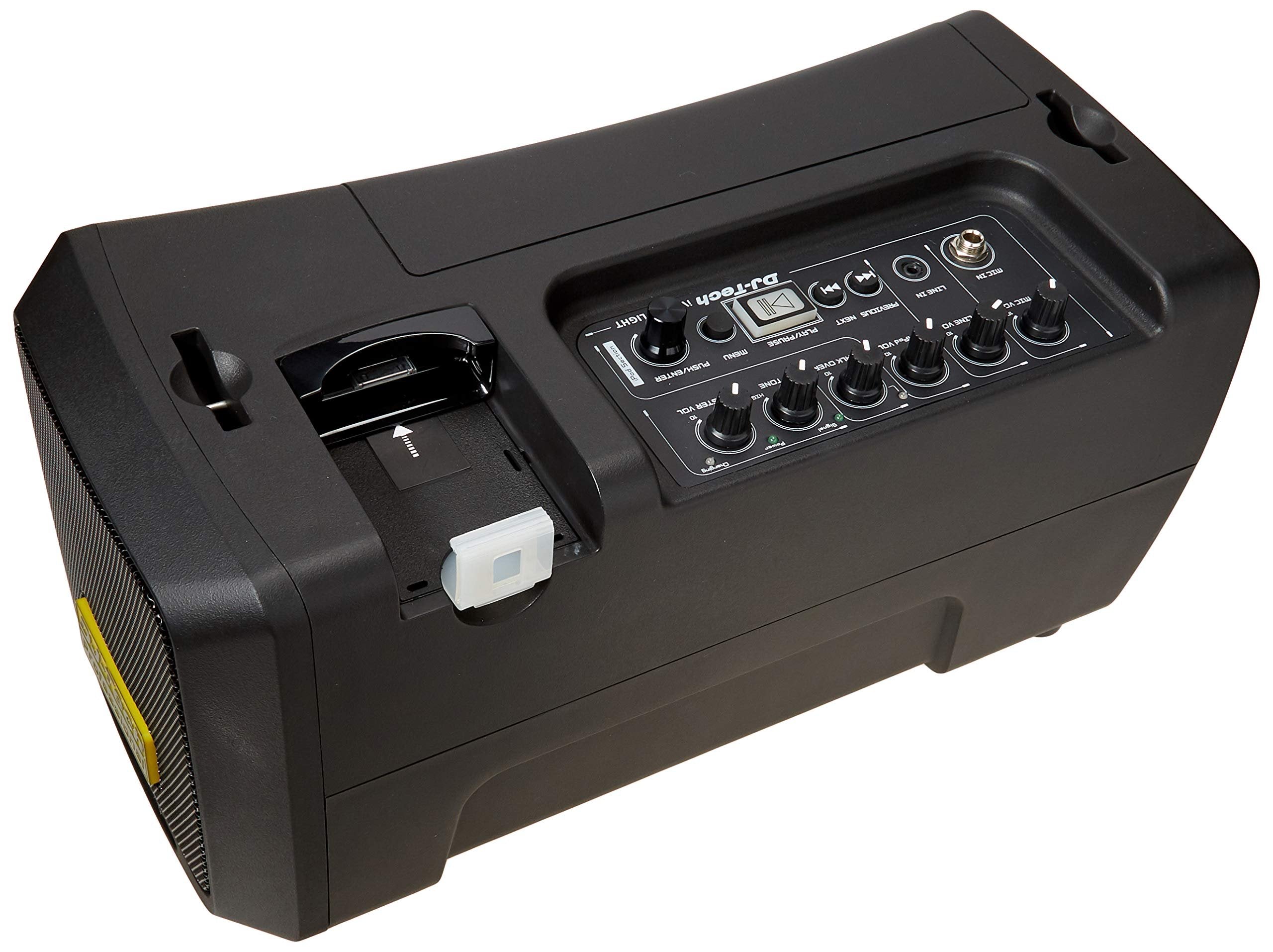 DJ Tech IVISA50LIGHT 50W Amplifier Speaker ABS Battery Portable PA System iPod Player + 1 MK100 Mic