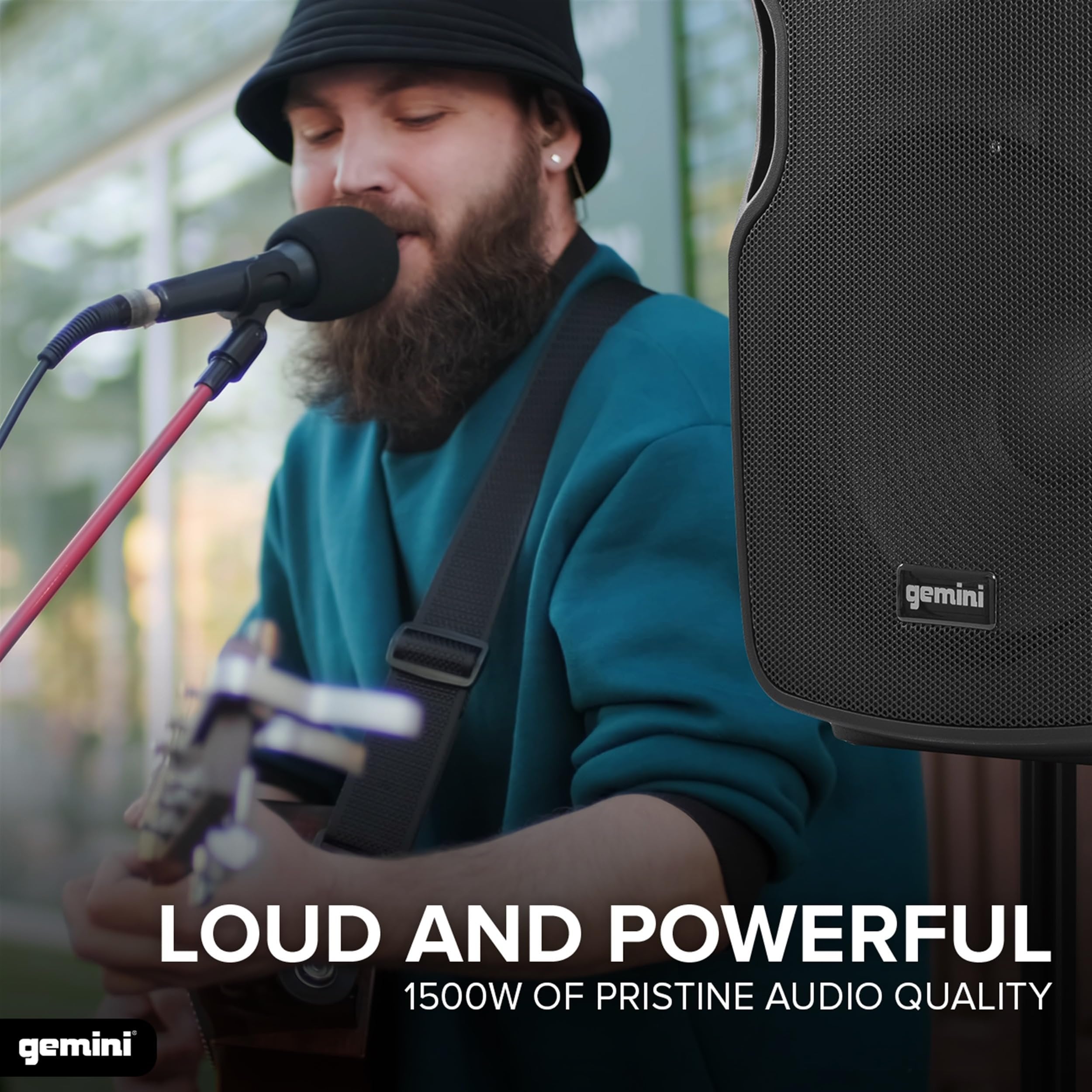 Gemini Sound AS-12TOGO - Portable Bluetooth Speaker with Trolley & Microphone - Rechargeable Outdoor Speaker System for Events & Karaoke - 1500W Powerful Sound, FM Radio, USB/SD Playback