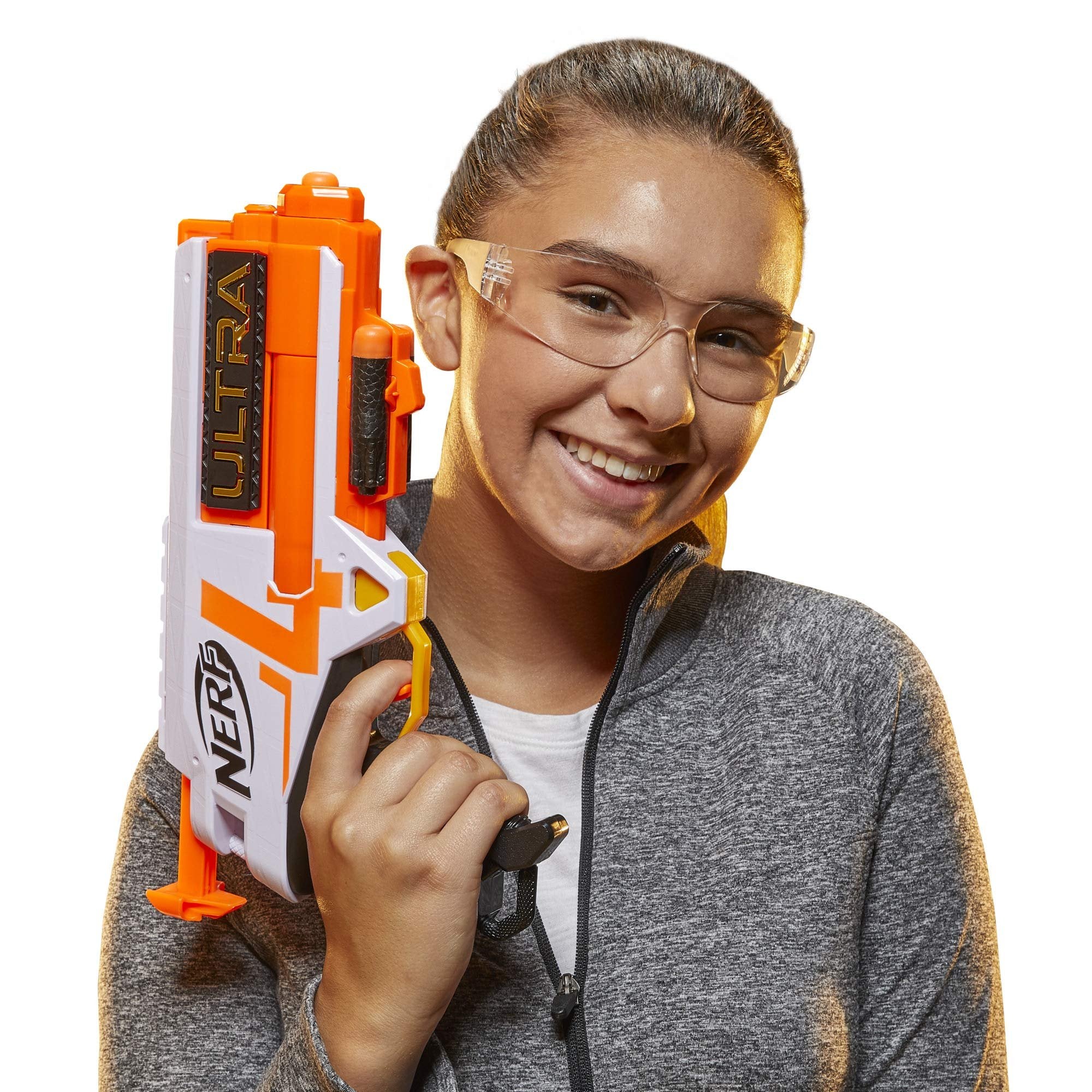 Nerf Ultra Four Dart Blaster - 4 Ultra Darts, Single-Shot Blasting, 2-Dart Storage - Compatible Only Ultra Darts
