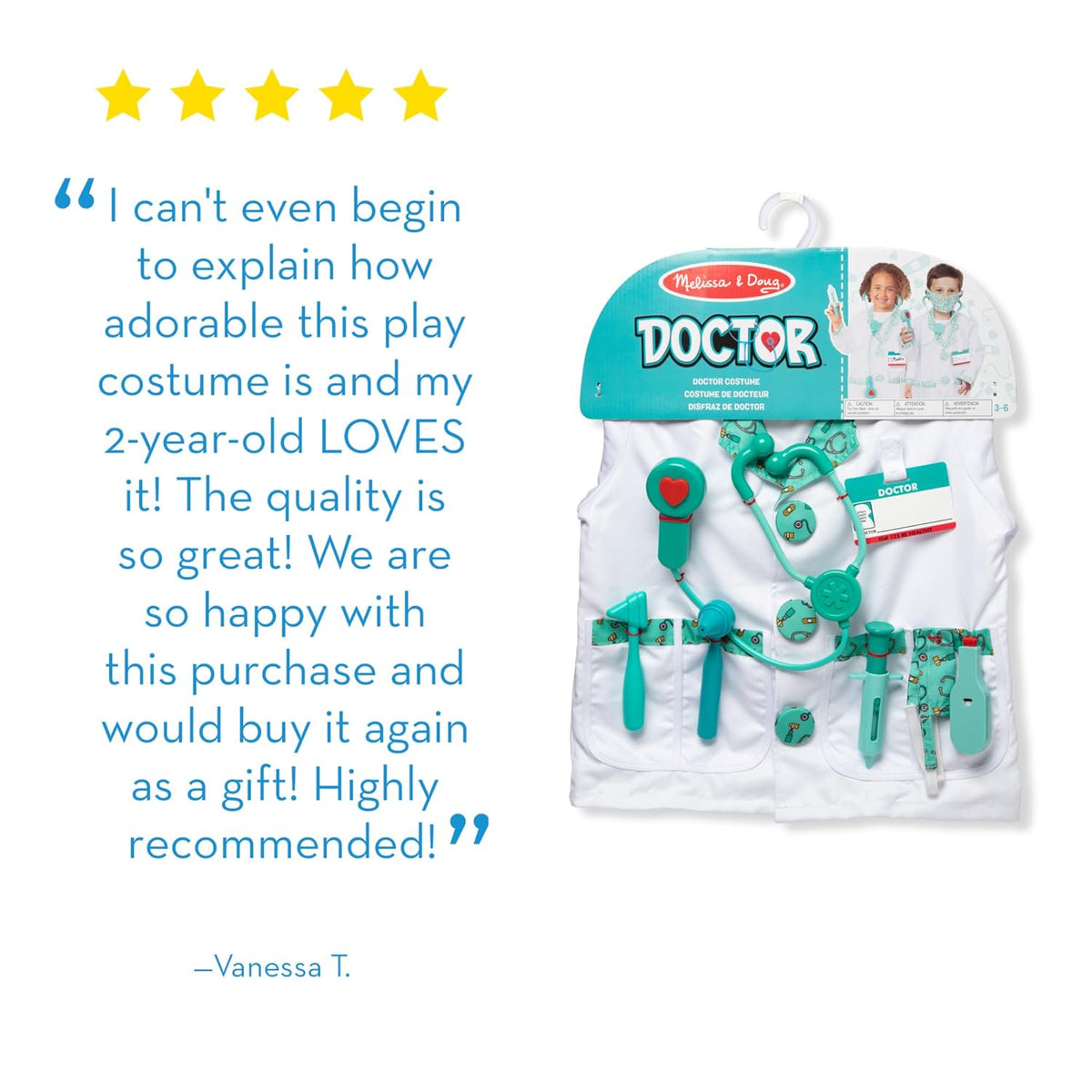 Melissa & Doug Doctor Role Play Costume Dress-Up Set (7 pcs)