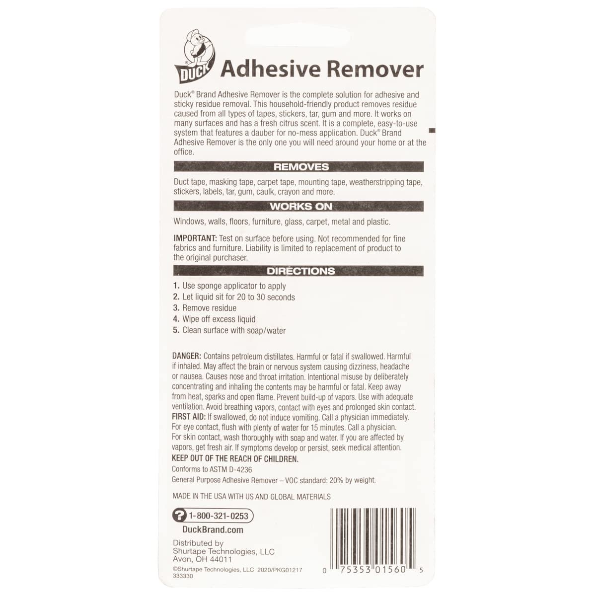 Duck Brand 527263 Adhesive Remover 5.45-Ounce Bottle With No Mess Applicator
