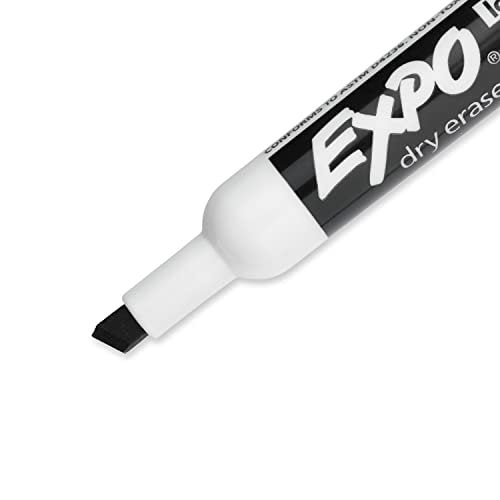 EXPO Low Odor Dry Erase Markers, Chisel Tip, Black, 2 Pack
