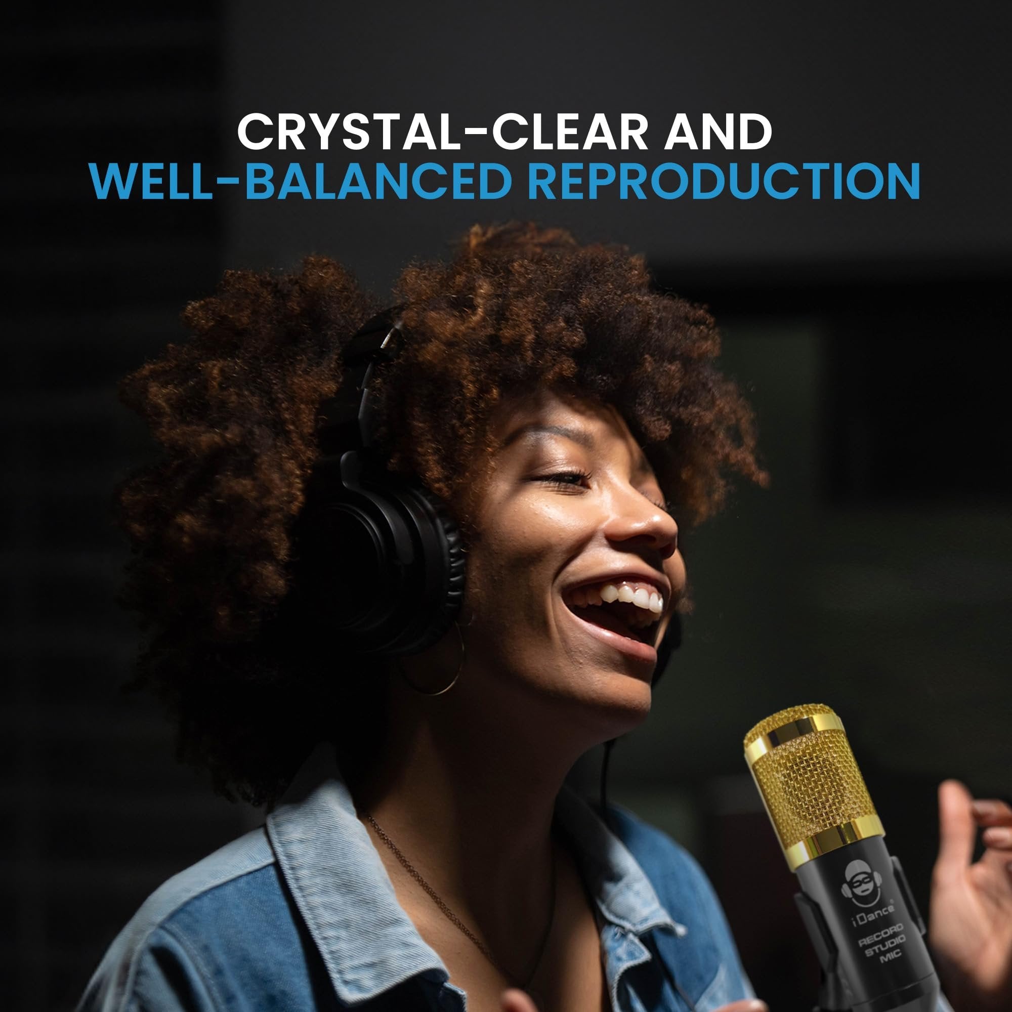 iDance Professional Vocal Transducer Condenser Microphone, Plug & Play Studio Recording Microphone for PC Computer, Gaming, Podcast, Broadcast Streaming, and YouTube, Multipurpose USB Condenser