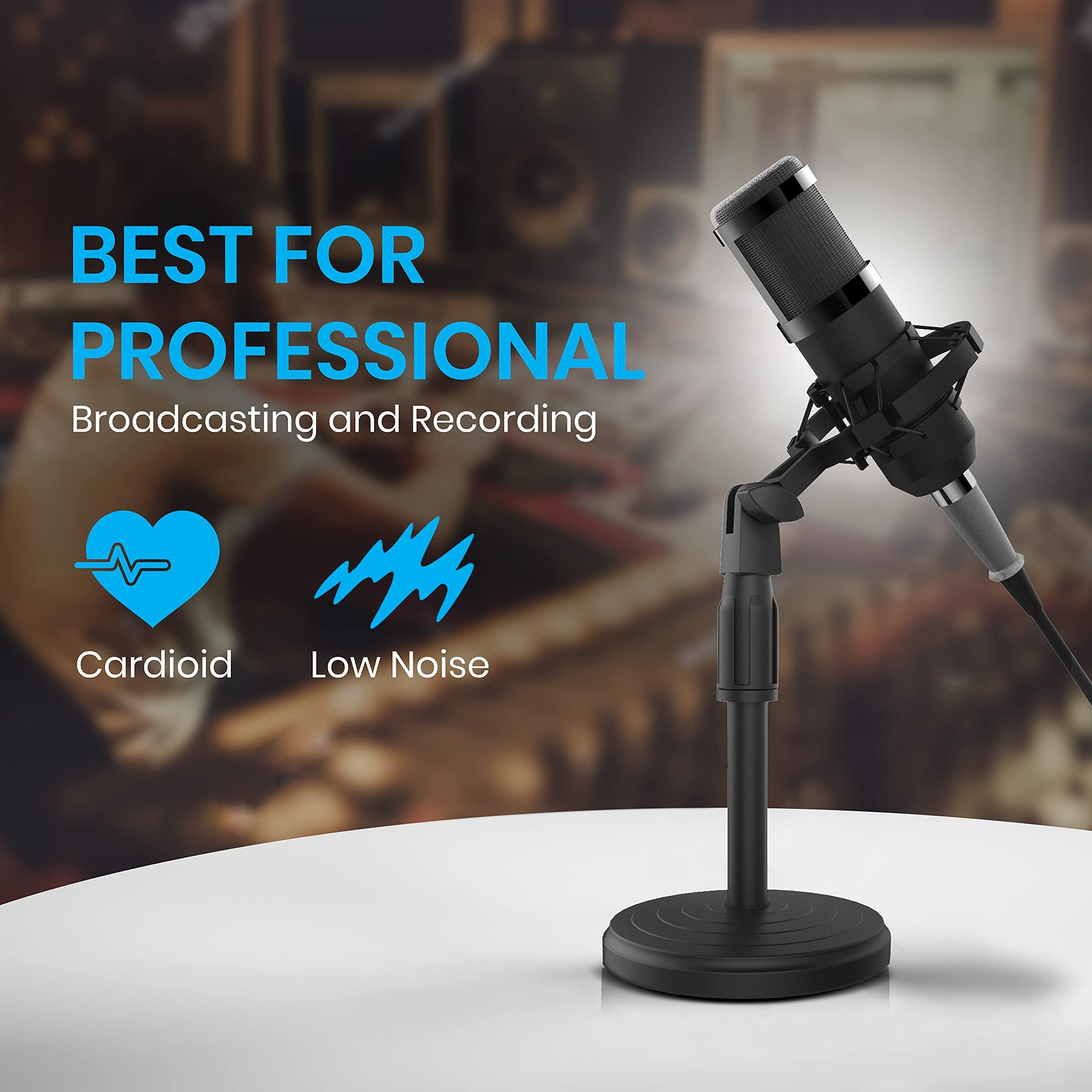 iDance Cardioid XLR Condenser Microphone Kit, Plug & Play Professional Studio Recording Microphone for Podcast, Gaming, USB Condenser Microphone, Broadcasting Microphone Kit