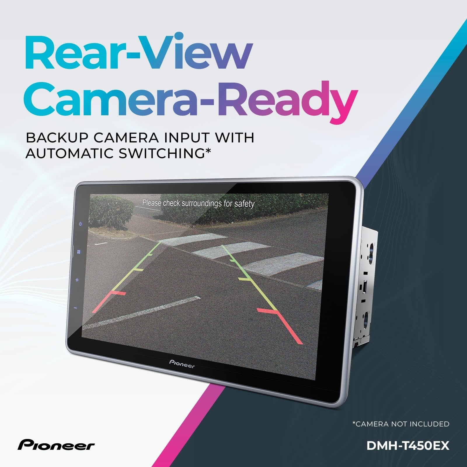 Pioneer DMH-T450EX 9" Capacitive Touchscreen, Floating Display – Alexa, Bluetooth, Backup Camera, FLAC, Short Chassis, USB, AM/FM Radio, 13-Band EQ, RCA Preouts