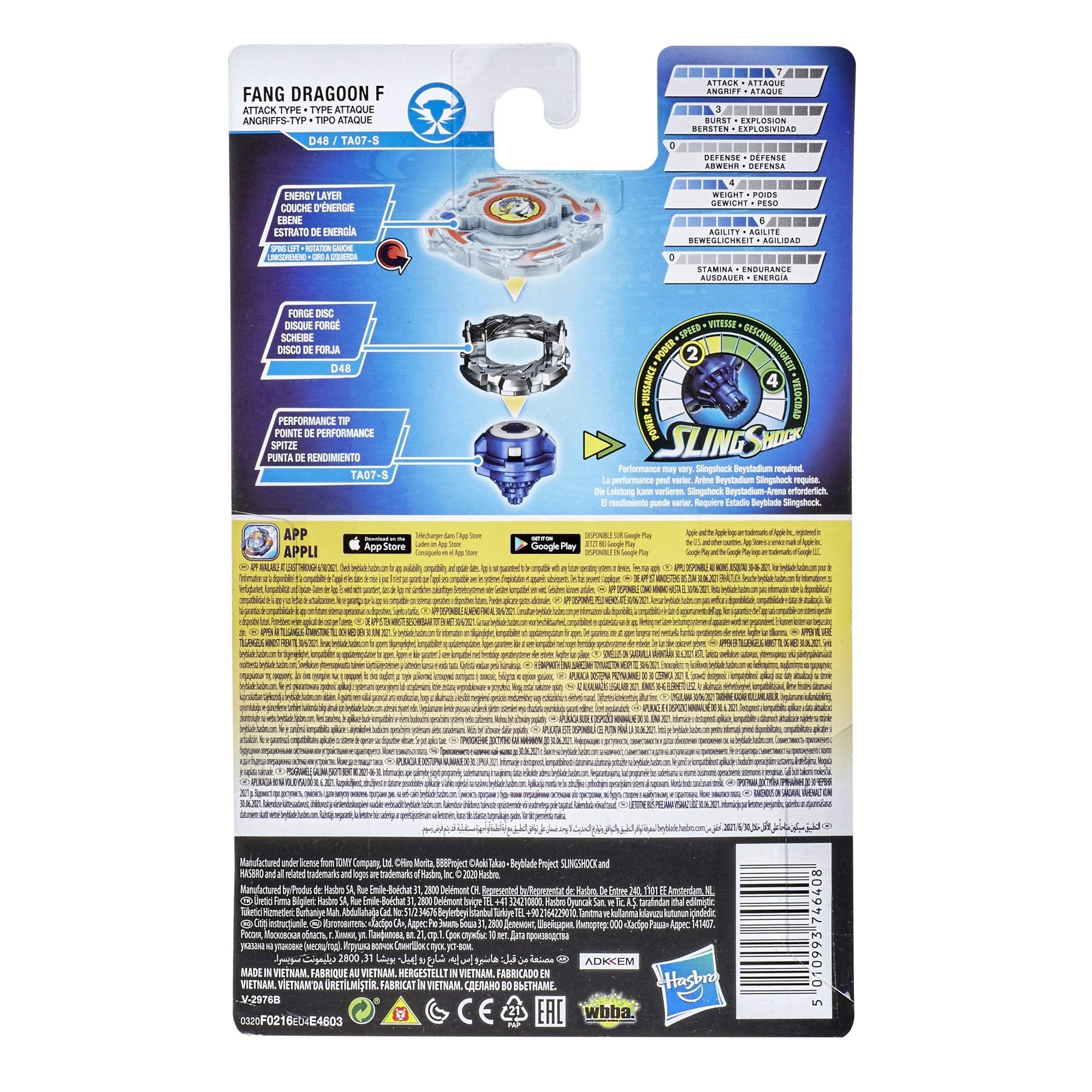 Beyblade Burst Rise Slingshock Fang Dragoon F Starter Pack - Left-Spin Battling Top Toy and Right/Left-Spin Launcher, Ages 8 and Up