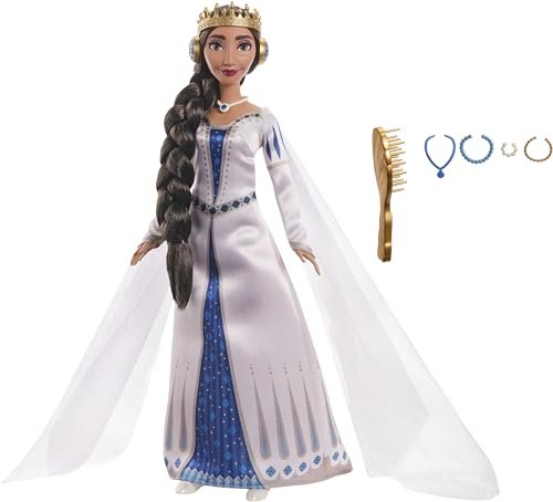 Mattel Disney Wish Toys, Queen Amaya of Rosas, Posable Fashion Doll with Removable Signature Outfit, Shoes & Accessories, Inspired by the Movie