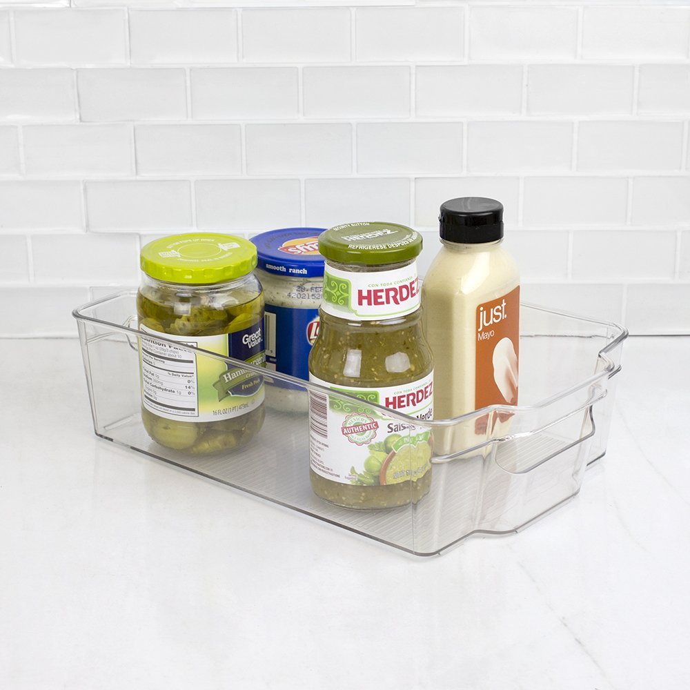 Home Basics Clear Plastic Storage Fridge Bin with Handles (Large)