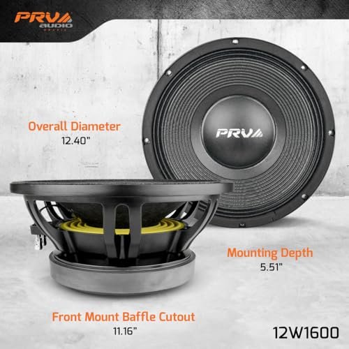 PRV AUDIO 12 Inch Woofer 12W1600, 1600 Watts, 4 in Voice Coil, 8 Ohm, Pro Audio Speaker (Single)