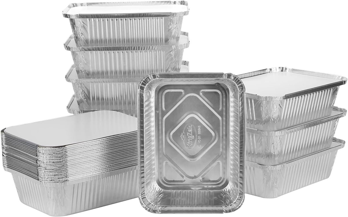 Kingzak Aluminum Convenience Pan-5 Pcs-Perfect for Baking, Desserts & More, 11" x 9" x 2.75", Silver