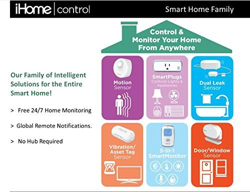 iHome iSB02 Battery Powered WI-FI Dual Leak Sensor, White