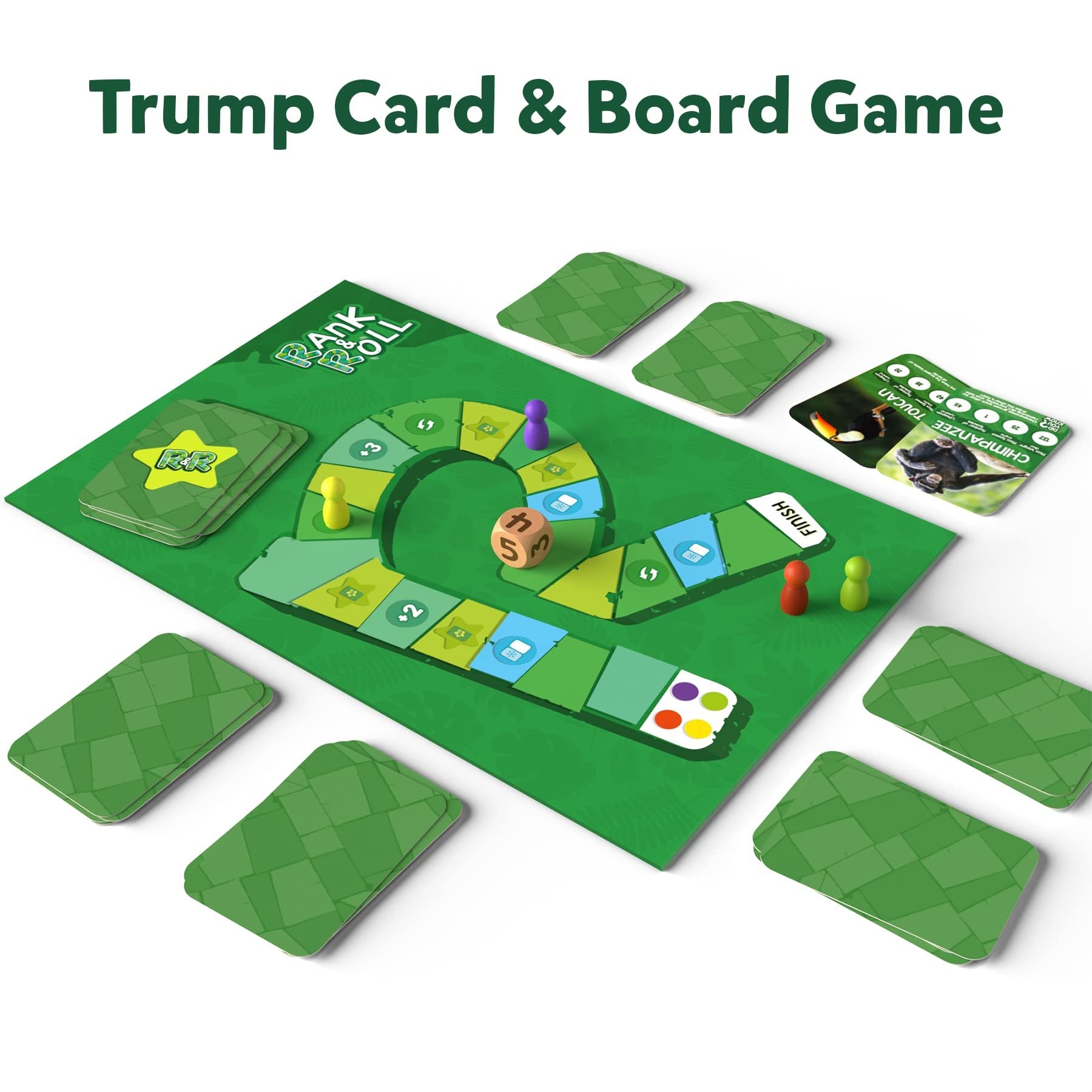 Skillmatics Trump Card & Board Game - Rank & Roll Animals, Memory Strategy Game, Gifts for Kids, Teens & Adults