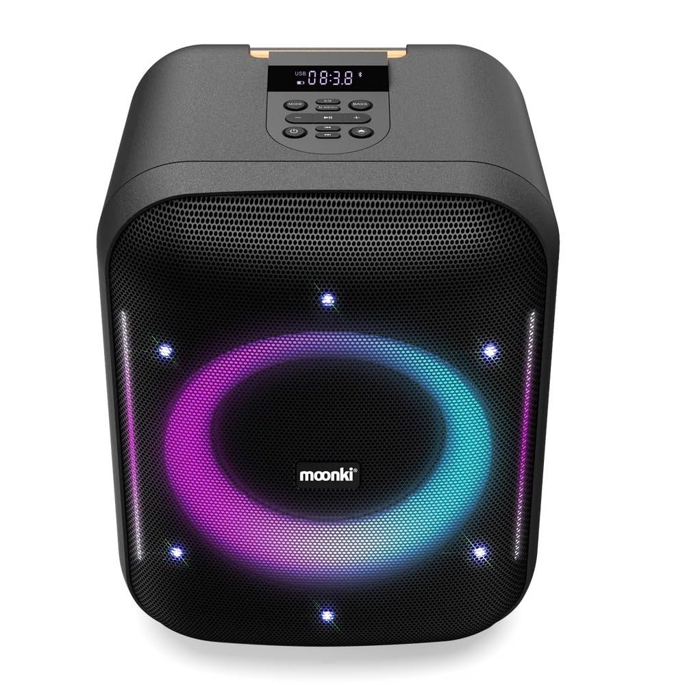 Moonki Sound MW-PB265LT Portable Rechargeable Party Speaker 6.5-inch Woofer with Mic Guitar Port LED Ring Light Effect Show TWS 1200 Watt PMPO 80Wrms