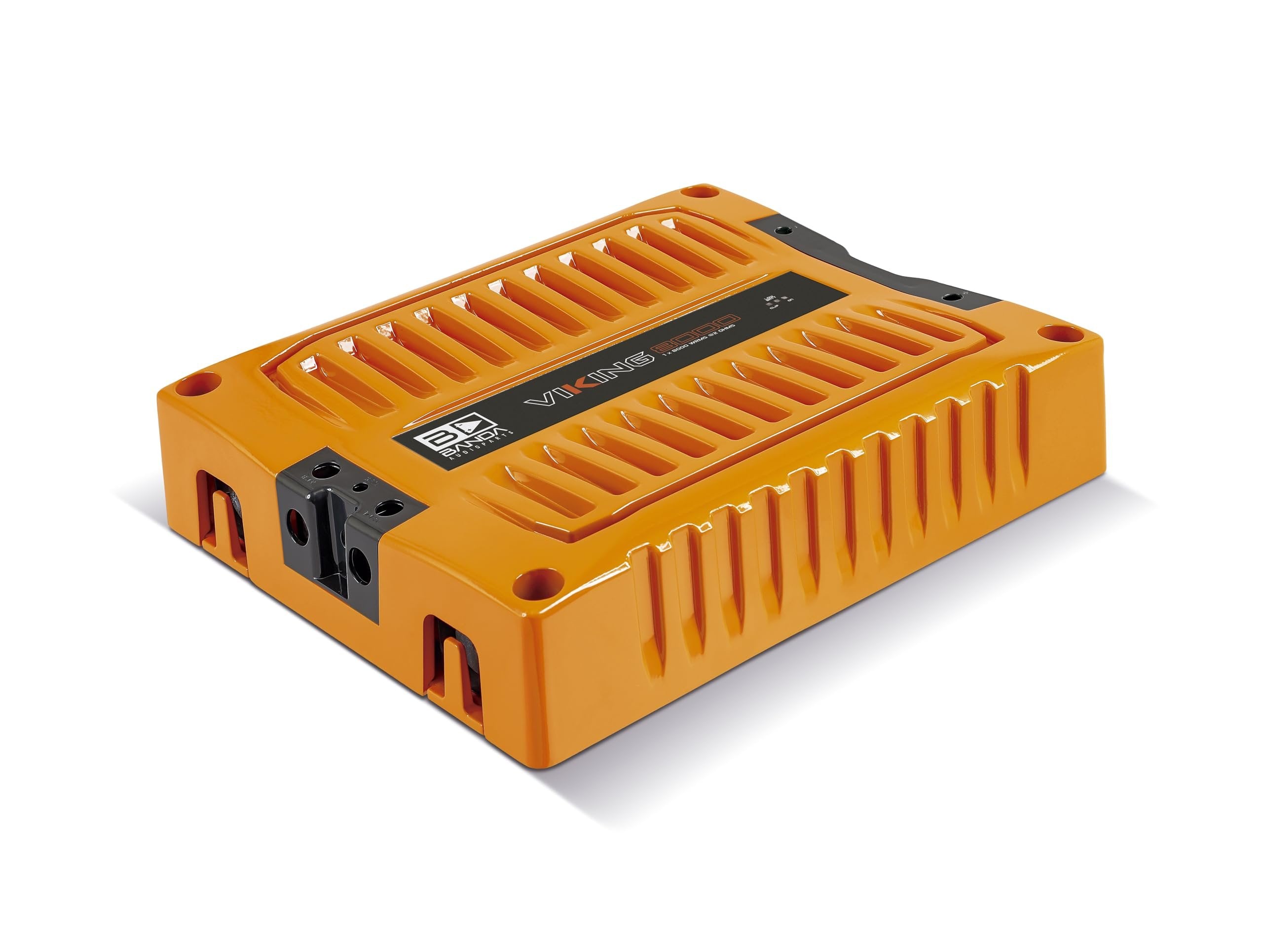 Banda VIK8000.2ORANGE Car Amplifier Audio Speaker 2-Ohms Full Range New Viking 8000 Watts Rms LED Indicator Sound Specialization Aluminum Chassis - Orange