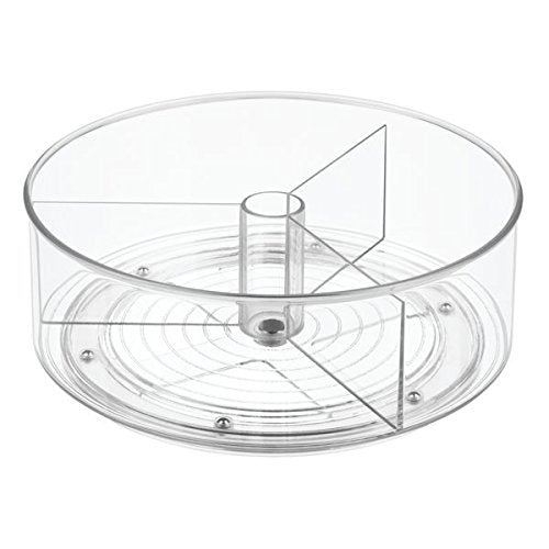 iDesign Linus Divided Lazy Susan Turntable Kitchen Organizer for Pantry, Cabinet, Countertops-9", Tall, Clear, 22.86 x 0.254 x 8.59 cm
