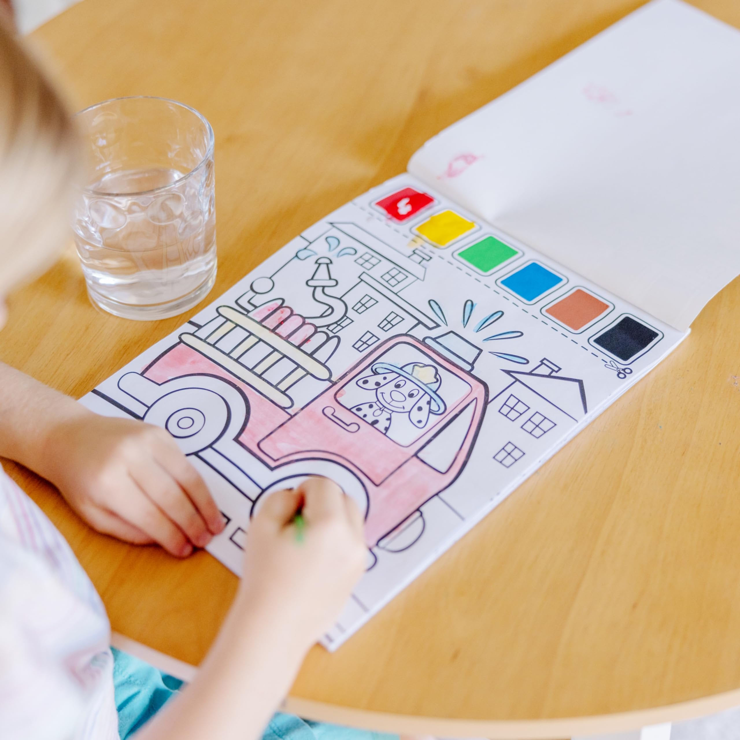 Melissa & Doug Paint With Water - Vehicles, 20 Perforated Pages With Spillproof Palettes