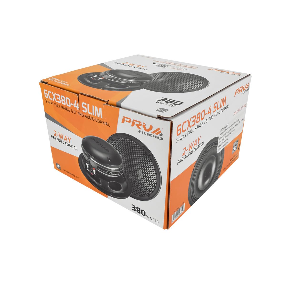 PRV AUDIO 6.5" Shallow Coaxial Car Audio Speaker 6CX380-4 Slim Loudspeaker with Built-in Tweeter Driver and Grill Included 380 Watts 4 Ohm (Single)