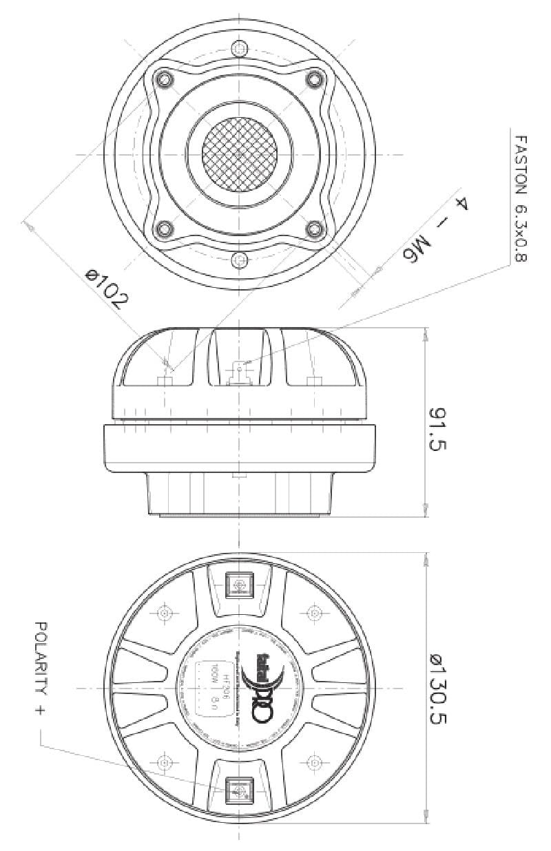 Faital Pro HF206-8 2-in High Frequency Dome Compression Driver 8-Ohms Professional Audio Speaker Systems 80-Watt Rms 160-Watt Max