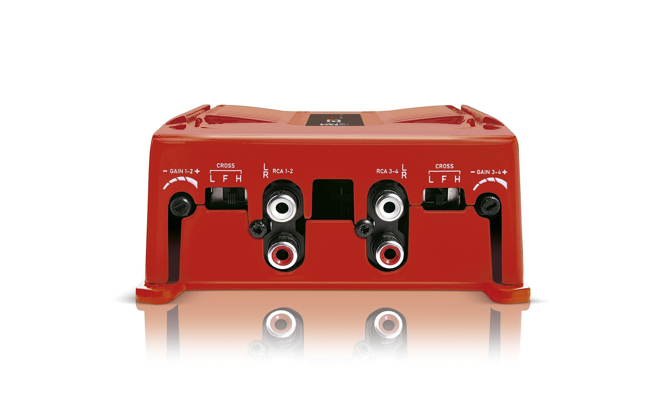 Banda Audioparts BD400.4RED Four Channel 4 x 100 Watt Rms Full Range Car Audio Amplfier 4 Ohms Bridged with Optional Use Low or High Pass Filters Red