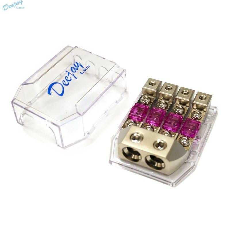 DEEJAY LED TBHANL40 DJL Main Power Distribution Block Includes Four ANL Premounted Fuses of 100 Amps Each