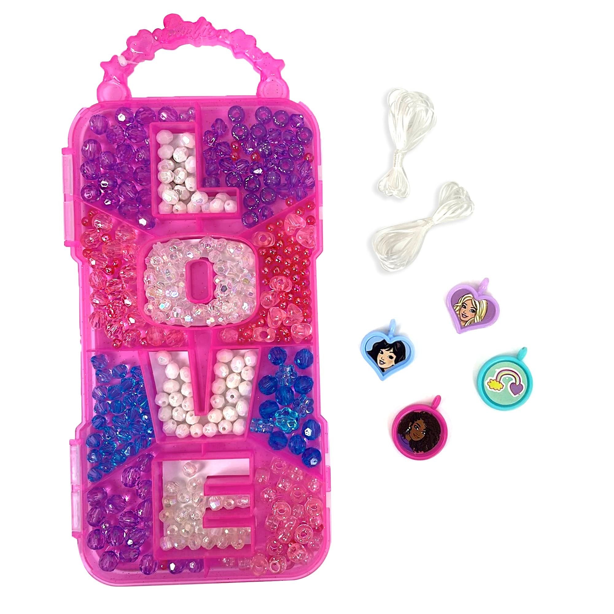 Barbie Crystal Jewelry Set - Sparkling Creations for Kids', Jewelry Making Kit, Bracelets, Necklaces, and More, Ages 3 and Up