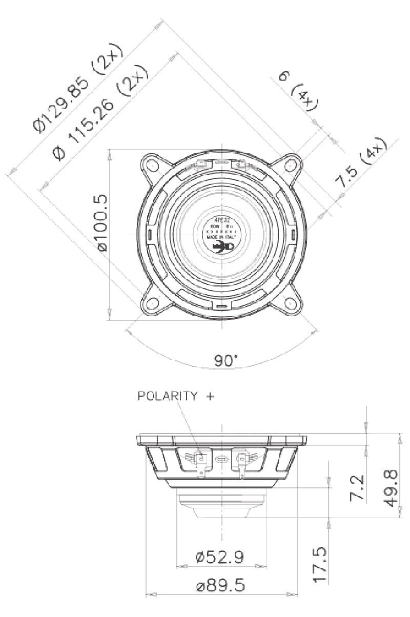 Faital Pro 4FE32-8 4-inch Mid Bass Woofer 8-Ohms Compact Low-Frequency Loudspeaker Professional Home Car Audio Speaker Applications 30W Rms 60W Max