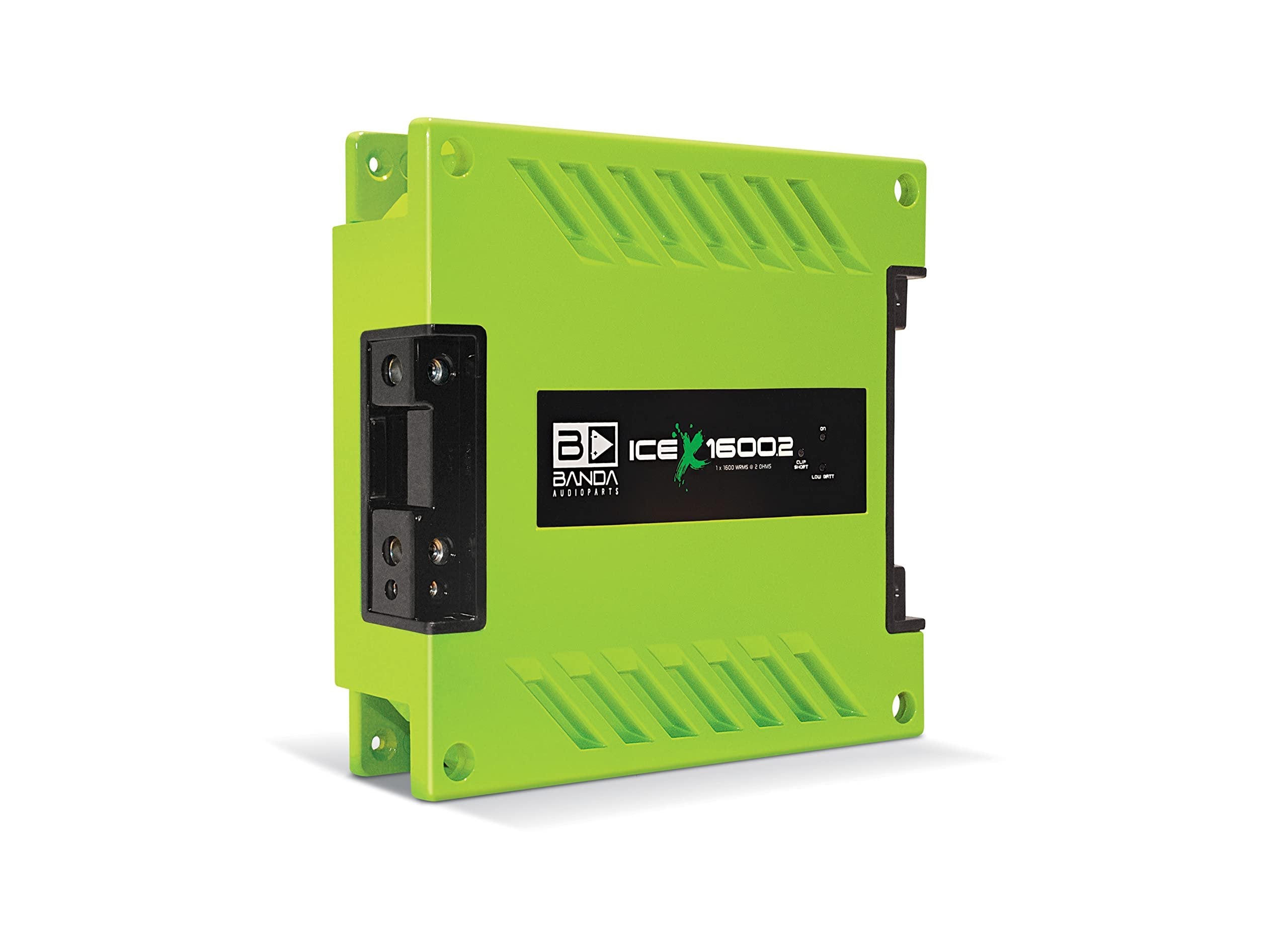 1-Ch. Vehicle Audio Bass Amplifier - 1900W High-Powered Mono Bass Amp w/Subsonic Filter and Low Pass Filter Stable at 2 ohms, LED Indicators, Sound Specialization, Green - BANDA ICEX1600.2GREEN