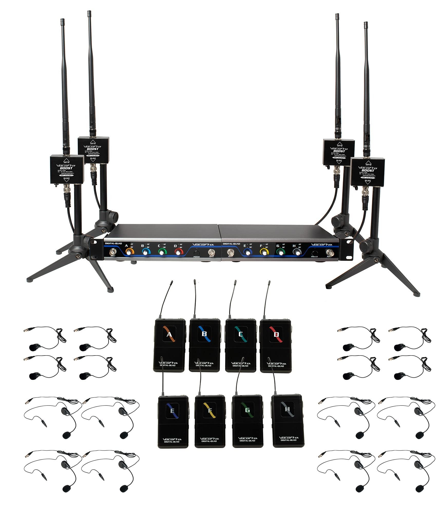 VocoPro Headset, Boost-Conference-8 /600ft. Long-Range, Digital Wireless Microphone Package Play-8
