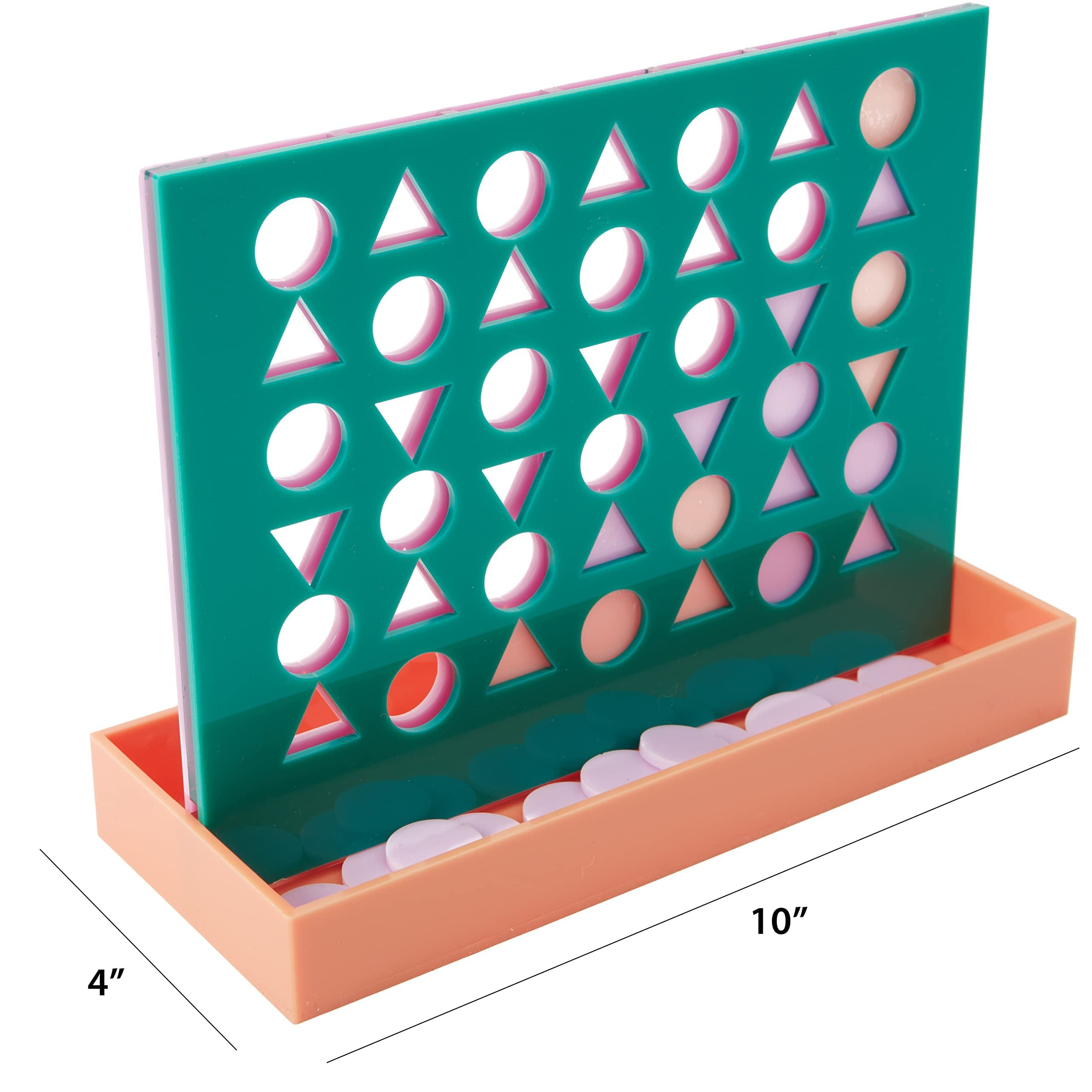 C.R. Gibson GMC4-24803 Kailo Chic Acrylic Connect Four Board Game for Kids, 8" W x 10.5" H, Multicolor, 43pcs