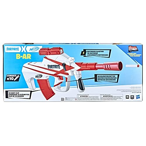 Nerf Fortnite B-AR Motorized Dart Blaster - Fortnite Converge Wrap, Motorized 10-Dart Blasting, 10-Dart Clip, 10 Official Elite Darts