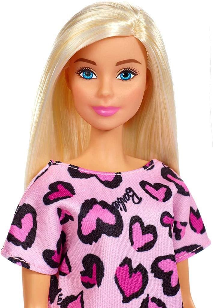 BarbieDoll, Blonde, Wearing Pink Heart-Print Dress and Platform Sneakers, for 3 to 7 Year Olds