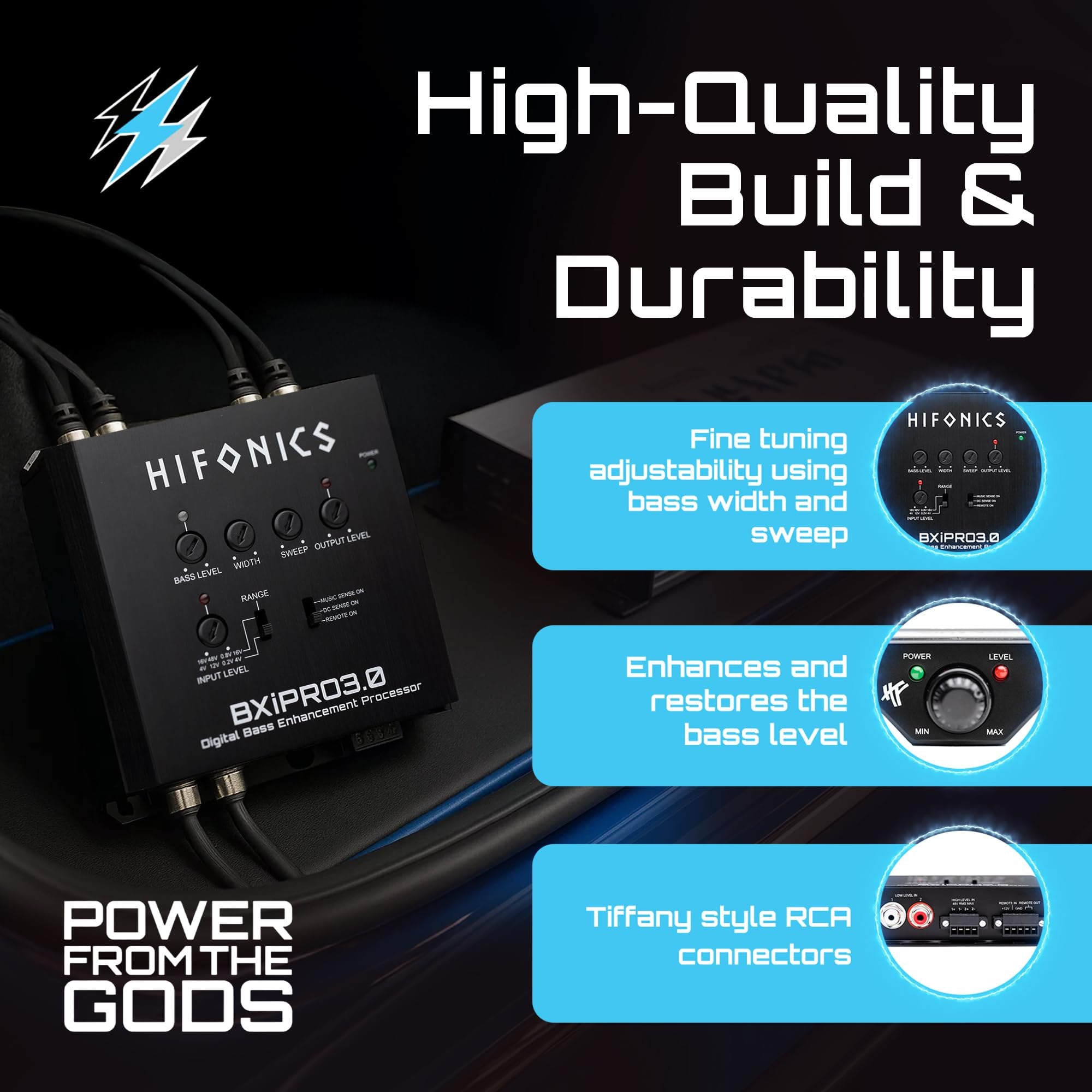 Hifonics BXIPRO3.0 Bass Enhancer, Digital Processor with Dash Mount Remote Control, Integration with Any Vehicle for Upgraded Subwoofer System, Black