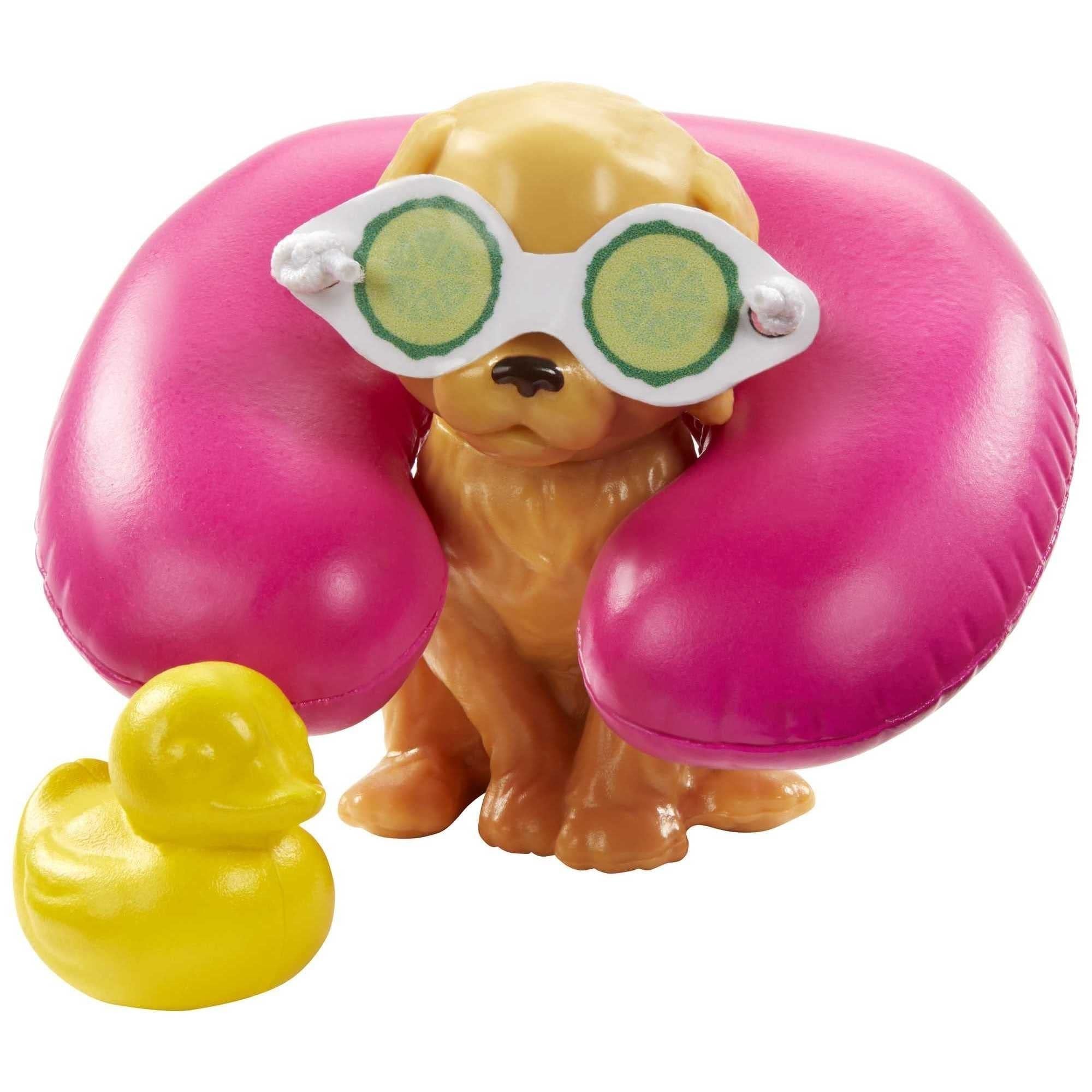 Barbie Spa Doll & Playet with Puppy & 9 Accessories Including Rubber Duck & Cucumber Eye Masks, Blonde Fashion Doll in Wrap Towel