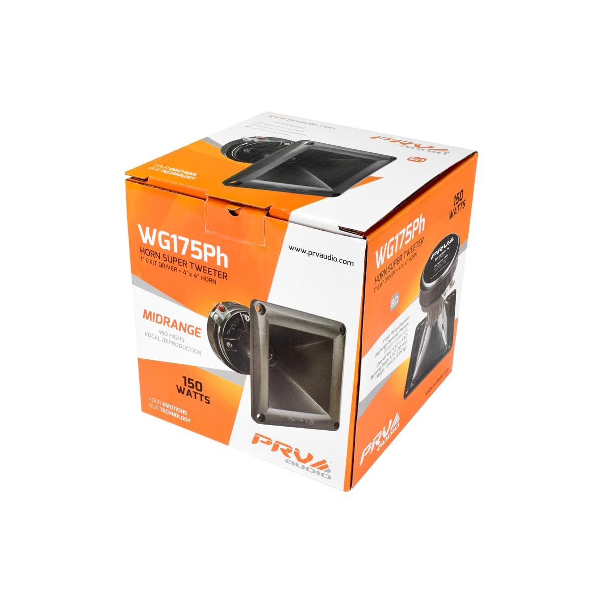 PRV AUDIO WG175Ph 1" Exit Compression Driver, 150 Watts Program Power, High Frequency, 108dB Tweeter Driver + Horn Combo - Horn Driver Car Audio