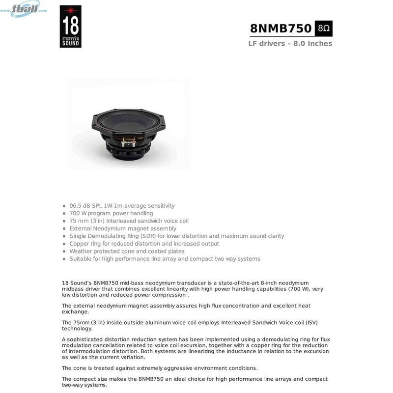 Eighteen Sound 8NMB750-8 18 Sound 8 Mid Bass Neo 700w